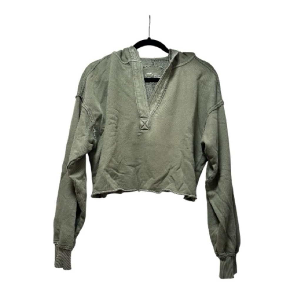 Aerie Sage Green Women's V-Neck Cropped Hoodie